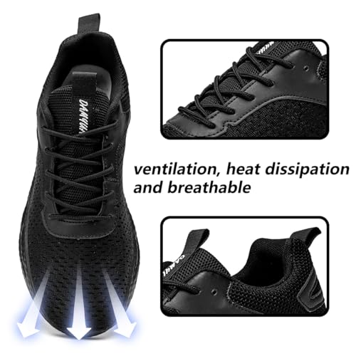 Image of DLWKIPV Men's Walking Shoes Running Sneakers Sports Athletic Workout for Gym Shoes Casual Comfortable Breathable Fashion Black US 6.5