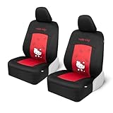 Hello Kitty Car Seat Covers - Stylish Black and Red Front Seat Covers with Cute Bow Design, Durable and Comfortable Polyester, Car Accessories for Women Hello Kitty Accessories 2pc