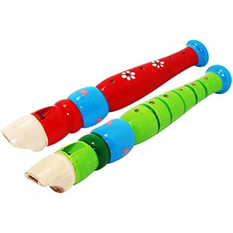2 pcs Small Wooden Recorders for Toddlers, Colorful Piccolo Flute for Kids,Learning Rhythm Musical Instrument,Sealive Baby Early Education Music Sound Toys for Autism or Preschool Child (Random Color) Cover