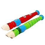 2 pcs Small Wooden Recorders for Toddlers, Colorful Piccolo Flute for Kids,Learning Rhythm Musical Instrument,Sealive Baby Early Education Music Sound Toys for Autism or Preschool Child (Random Color)