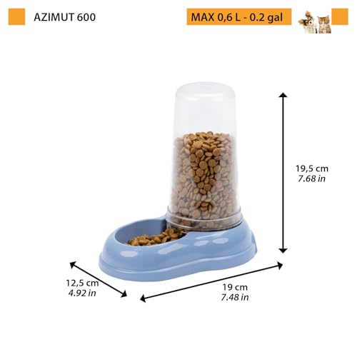 Ferplast Futter- oder Wasserspender für Hunde und Katzen AZIMUT 600 Futtertrog Wasser 0,6 Liter, Rutschfester Boden, 12,5 x 19 x H 19,5 cm Blau