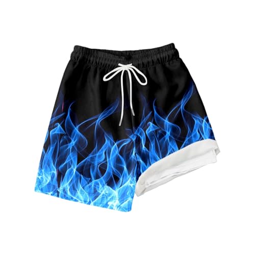 Generisch 2026 Bañador de Color Sólido de Moda para Niños con Forro de Compresión Pantalones Cortos de Baño Elásticos, azul, 14T=160