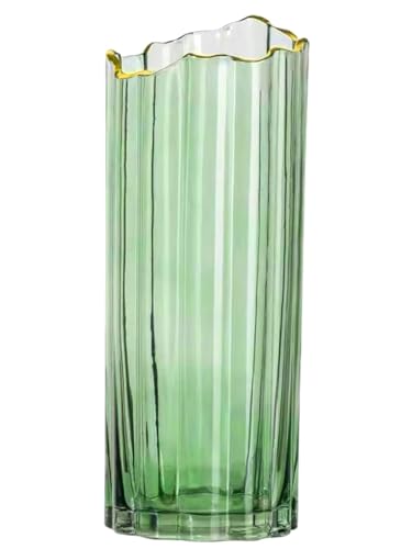 PEPAXON Heavy Glass Vase for Flower Tall Vase Cylinder Vase Tabletop Decoration Green 4.7