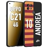 CUSTOMIZZA - Custodia cover nera morbida in tpu compatibile per Realme C21 4G personalizzata calcio football nome e numero calciatori giallo rossi