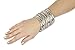 LUX ACCESSORIES Flower Mixed Metal Aztec Multi Bangle Set Shiny Silver