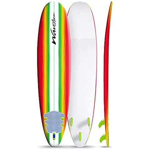 Wavestorm 8ft Surfboard // Foam Wax Free Soft Top Longboard for Adults and Kids of All Levels of Surfing, Multicolor Cover