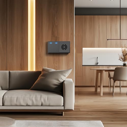 BSEED Lichtschalter mit Steckdose Matt, Wechselschalter Steckdosen, Nur Horizontale Montage, C-Serie,2 Fach 1 Weg,150mm Grau