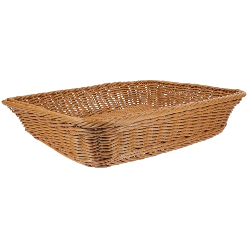 Besportble Cesta Tejida De Ratán De Imitación Para Pan Y Frutas, Organizador De Alimentos En Color Café, Tamaño 40x30x8 Cm, Cesta Reutilizable Para Hogar, Panadería Y Tienda