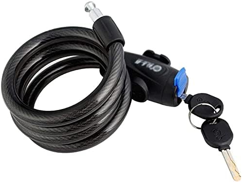 Ring Type Steel Cable Lock Bicycle Lock, Alloy Steel Lock, with Mounting Bracket, Black