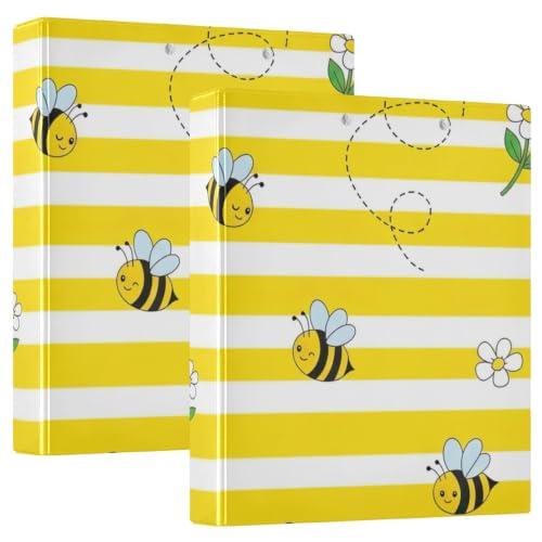 Classeur 3 anneaux anti-feuilles volantes porte-bloc abeille jaune ex2 bureau
