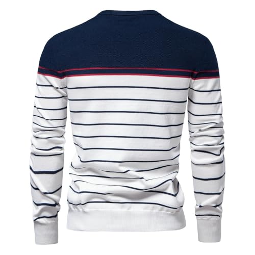Men's Striped Pullover Sweater Crewneck Contrast Casual Slim Fit Long Sleeve Knitted Sweaters with Ribbing Edge2