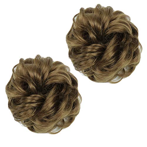 MSBELLE 2Pcs Q5 Synthetic Hairpiece Scrunchie Hair bun updo Extensions for Women Girls Ponytail 35g/Pcs (6# Brown)