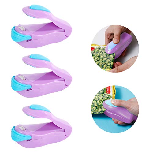 Portable Mini Sealing Household Machine, Handheld Heat Bag Sealer, Mini Heat Bag Sealer Sealing Machine Hand Pressure Heat Sealing Machine for Airtight Food Storage Saver (Purple)