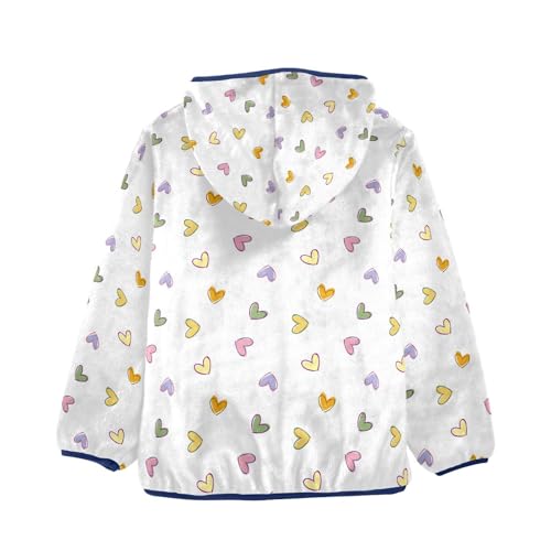 Colorful Heart Design Girls Fleece Jacket Girls Fall Jacket Girls Zip Up Hoodie Girls Sherpa Jacket 2-10T2