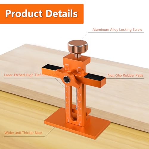 Cabinet Door Mounting Jig with Support Base, Installation Tool for Frameless or Face Frame Cabinet Doors, Adjustable Aluminium Alloy Hardware Jig for Wall and Base Cabinets — view 3
