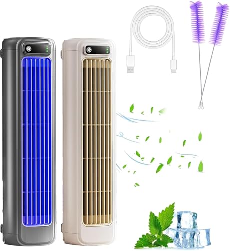 Hoffmarkt Cooling Ace Klimagerät, Portable Air Conditioner with 3 Speeds, Rechargeable Quiet Desktop Tower Fan, Compact, Long- Lasting Battery, Efficient Cooling (A+B, USB- Ladefunktion)
