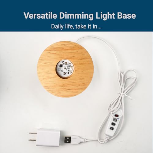 FuoiCorn LED Light Base with Timer for Crystal Art Display,Multi-Color Lighting,4 Inch (Wood)