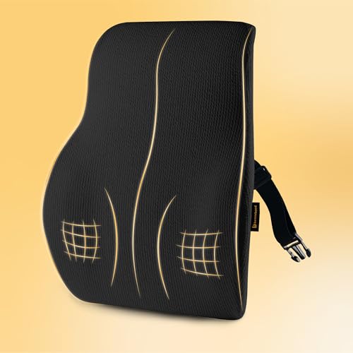 Image of betterhood PosturePro Premium Back Support Cushion for Office Chair and Car Seat | High Density 100% Memory Foam, Cotton Cover | Large Size | Orthopedic Ergonomic Lumbar Backrest for Back Pain (Black)