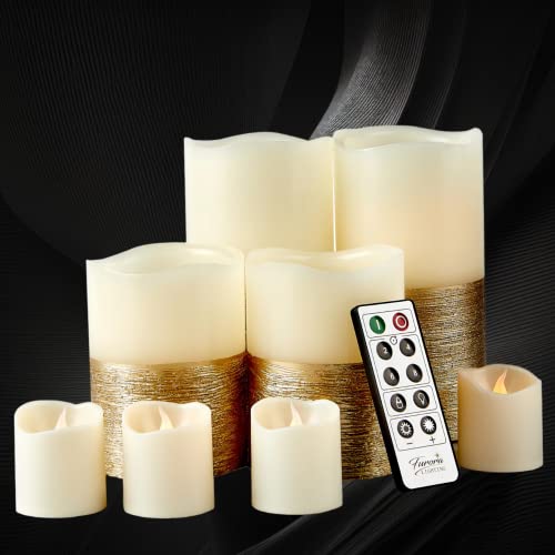 Furora Lighting Gold Real Wax Trim Candles with Remote (Pack of 8)