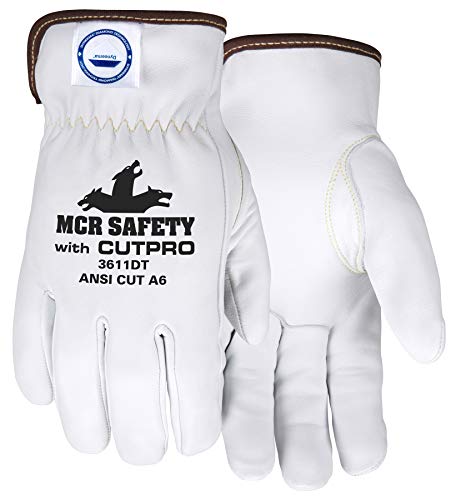 MCR Safety Gloves 3611DTXL Premium Goatskin Leather Work Gloves lined with Dyneema Diamond Technology, Keystone thumb, X-Large, 1 Pair