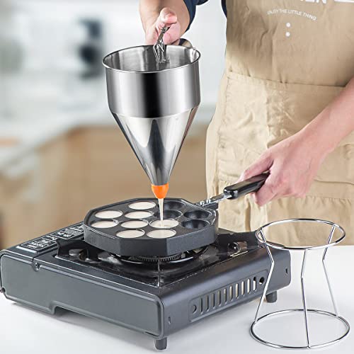 Shoxil 20Oz Pancake Batter Dispenser, Multi-Caliber Stainless Steel Funnel Cake Dispenser With Stand Great For Pancakes, Cupcakes Or Any Baked Goods #TOP4