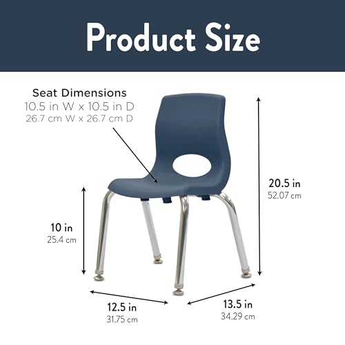 Children’s Factory MyPosture Plus 10" Chair, Navy with Chrome Legs, 2 Pack, Stackable Ergonomic Seating Solution for Classrooms and Homeschools by Angeles - Image 2