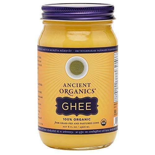 Ancient Organics Ghee, Organic Grass Fed Ghee Butter – Gluten Free Ghee, Clarified Butter, Vitamins & Omegas, Lactose Reduced, 100% Certified Organic, Kosher, USDA Certified – 8 Fl Oz (Pack of 1)