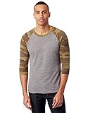 Alternative Men's Baseball Printed Jersey T-Shirt, Eco Grey/Camo, Medium