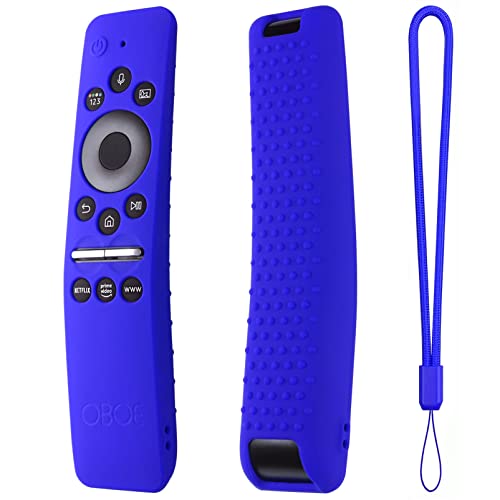 Image of Oboe Silicone Remote Case Compatible with Samsung BN59-01312A QLED 8K 4K Smart TV Remote Protective Case with Loop (Blue)