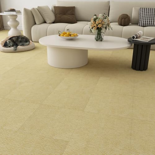 Livelynine Teppichfliesen Selbstklebend 30x30CM Teppichboden Fliesen Selbstklebend Beige Abwaschbare Teppich Boden Wohnzimmer Schlafzimmer Flur Teppich Bodenbelag Selbstklebend Büro, 4 Teppichfliesen
