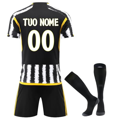 Personalizzata Maglia da Calcio per Bambini 25/26, Maglietta da Calcio con Nome e Numero, Sportivo Set da Allenamento per, Maglietta, Pantaloncini e Calzini, Regalo per Tifosi di Calcio per Ragazzi