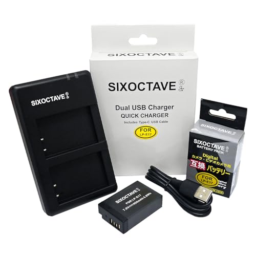 SIXOCTAVE LP-E17 Lm ݊obe[[t[d̂ݏ[d] ƃfA[d LC-E17 2_Zbg EOS Kiss X10i 8000D kiss X8i M3 Kiss X9i Kiss X9 Kiss X10 M5 M6 