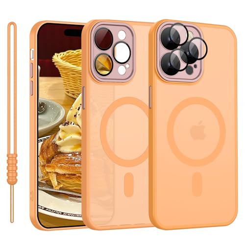 iPhone 14 Pro Hülle mit MagSafe, Hanyhülle iPhone 14 Pro Magnetisch Dünn Matte Touch Kameraschutz, Anti-Gelb rutschfest Kratzfest Schutz Stoßfest Hülle für iPhone 14 Pro Orange