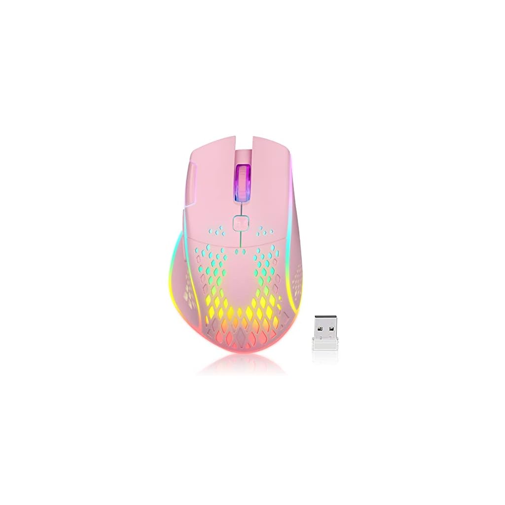 VEGCOO-Wireless-Gaming-Mouse-C30-Silent-Click-Wireless-Rechargeable-Gaming-Mouse-with-Double-Click-Key-and-Colorful-LED-Lights-3-Level-Adjustable-DPI-400mah-Lithium-Battery-for-Gaming-and-Working