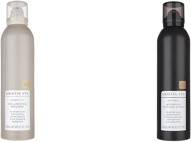 Mousse voluminizante de elevación instantánea 8.1 oz + Spray texturizante para el cabello de acabado seco 6.9 oz para volumen, textura + retención duradera