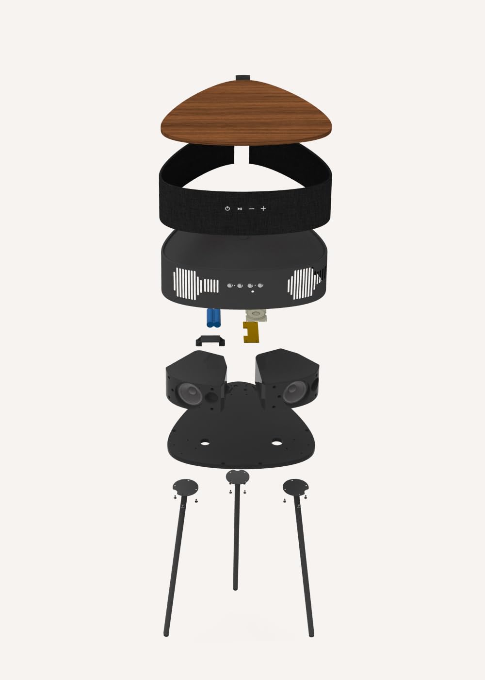 CREATE / Speaker Table 180 / Mesa Altavoz Madera Natural/Sonido unidireccional 180º. Bluetooth 5.0. Cargador inalámbrico. 5h de autonomía. Formato MP3. WMA y WAV.