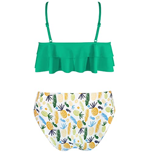 Image of SHEKINI Girls Floral Print Bathing Suits Ruffle Flounce Two Piece Swimsuits | Girls Bikini,Girls Bathing Suit,Swimsuits for Kids,Kids Bikini,Girls 2 Piece Swimsuit,Summer Hawaii Beach Swimwear,6-12 Years