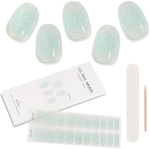 Kalolary 20szt. semi cured gel nail polish stickers, full wraps żelowe paski do paznokci z pilnikiem do paznokci i sztyftem do zdobienia paznokci (D)