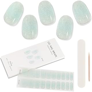 Kalolary 20szt. semi cured gel nail polish stickers, full wraps żelowe paski do paznokci z pilnikiem do paznokci i sztyftem do zdobienia paznokci (D)