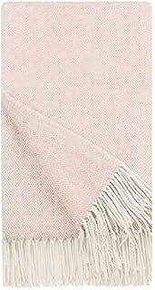PiccoCasa Decorative Throw Blanket with Fringes in Geometric Pattern,Farmhouse Outdoor Acrylic Throws for Sofa, Chair, Bed, & Everyday Use, 47x79 Inches Pink