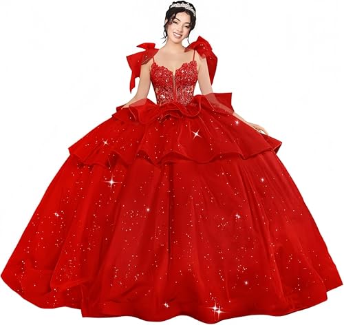Robe de bal à bretelles spaghetti ajustables et train en tulle bouffant ultra volumineux