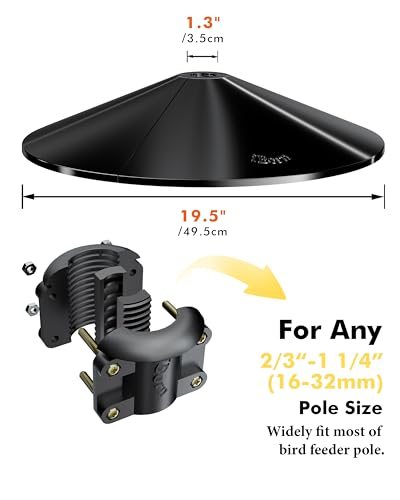 image for iBorn Squirrel Baffle for Bird Feeder Pole, 19.5” Oversized Squirrel