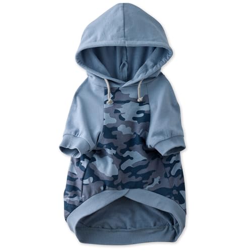 Pet Passion Rocky – The Original Lightweight Hooded Tee 100% Organic Cotton Dog Hoodie Pet Coat Sweater for All Sized Dogs, Original Navy Half Camo, Medium (20-45 lbs) by Pet Passion - Used condition - US$10.21