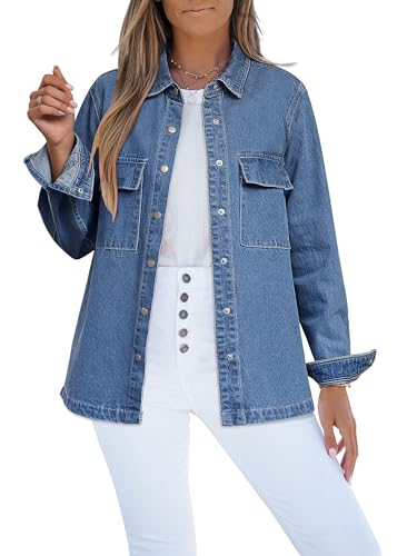 Luvamia Oversize Jean Jacket for Women - Fall Denim Tops,