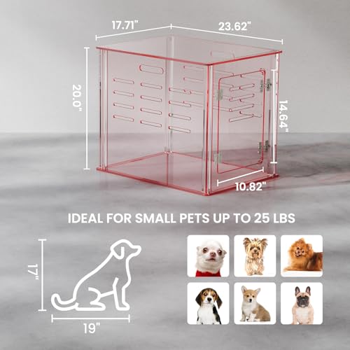 Sumerflos Móveis de acrílico para cães – Mesa de canto rosa transparente para cães pequenos e gatos,