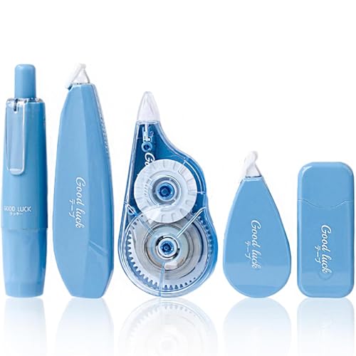 Hyleara 5 Stück Korrekturroller Set, Korrekturmaus Mini White Out Korrekturband, Correction Tape für Schulsachen Aesthetic, Korrekturroller Mini Für Schüler, Büro, Hause(Blau)