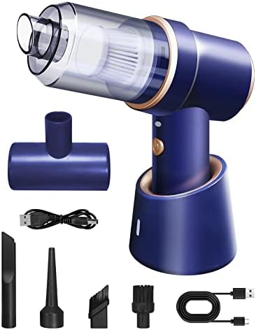 JUUPBKKIY Mini Handheld Vacuum Cleaner Cordless with blowing funtion/led light Mini Vacuum Hoover Rechargeable for Car, Home, Office,Keyboard, Pet Hair Cleaning (LTT-BLUE-UPGRADED)