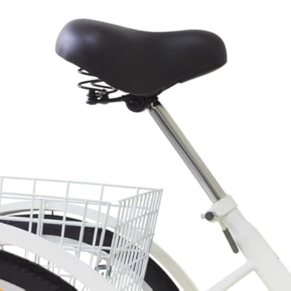 26 Zoll Dreirad Erwachsene, 3 Räder Fahrrad mit Schutzblech und Korb 6 Gang Dreirad Fahrrad für Senioren City Bike bis zu 120kg für alle Arten von Straßenoberflächen (Weiß) – Bild 6