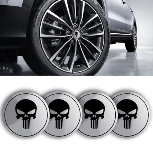 4PCS Skull Car Wheel Hub Center Cap Sticker, 2.2