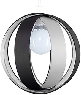 MiniSun - Modern Black and Grey Fabric Cocoon Globe Style Ceiling Pendant Light Shade
